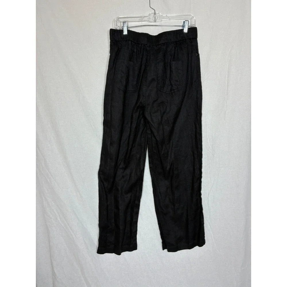 Mod Ref Womens Wide Leg Linen Pants Size L Black Minimalist Breathable Capsule